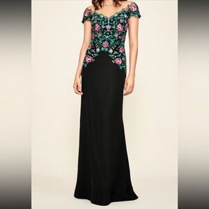 Tadashi Shoji HOLLY FLORAL EMBROIDERED Gown Dress Size 20Q $638 NEW